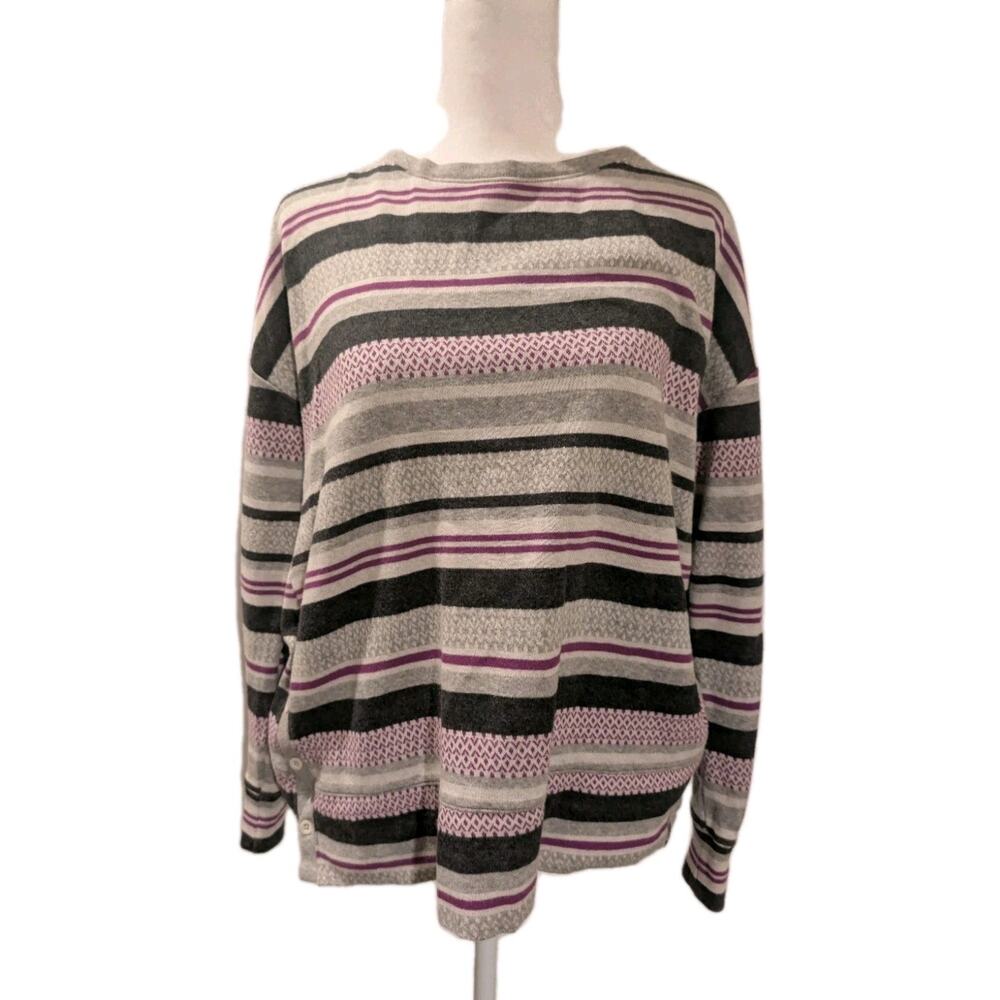 T by Talbots Women's Multicolor Stripe Knit Shirt Top Size Medium Casual Sporty